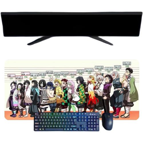 Demon Slayer Anime Tapis de Souris Gaming XXL, 800x300mm, 3mm imperméable et antidérapant Surface Texturée pour PC et Ordinateurs Portables