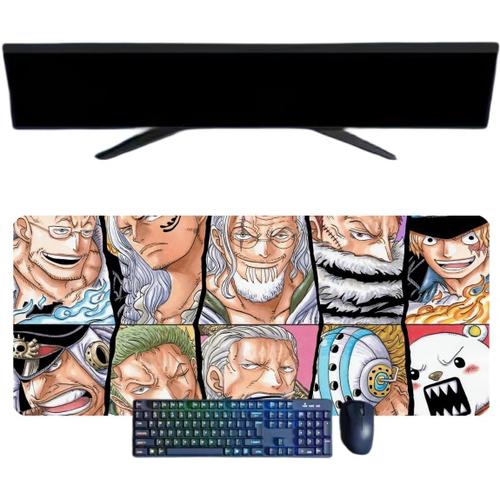 One Piece Tapis de Souris XXL Multifonction Gaming Anime, 800x300mm, Tapis de Souris Clavier Gaming imperméable et 3mm Base en Caoutchouc antidérapant Surface Texturée