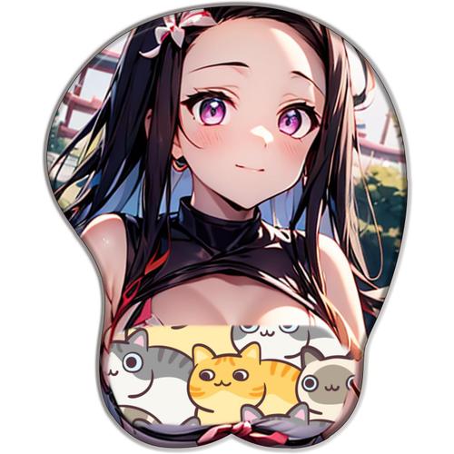 Demon Slayer Kamado Nezuko Tapis de Souris Gaming Office PC Desk 3D Silicone Tapis de Souris Fournitures Scolaires PC Accessoires Tapis de Souris de Bureau