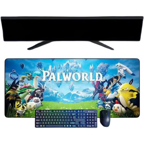 Palworld Tapis de Souris XXL, 800x300mm, Tapis de Souris Clavier Gaming imperméable et 3mm Base en Caoutchouc antidérapant Surface Texturée