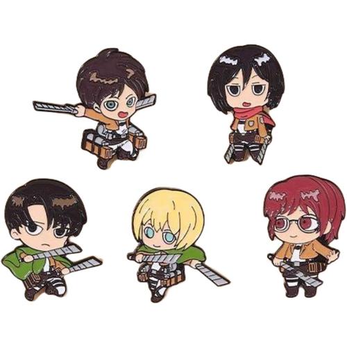 5 Pcs Attack On Titan Anime Broche Badge Donner Un Cadeau À Fils Fille Frère Soeurs Épinglette Mignon Pour La Vie Quotidienne, Les Fêtes, Le Travail