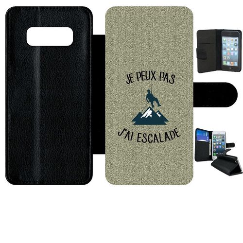 Etui A Rabat - Je Peux Pas J Ai Escalade Fond Texture Gris - Compatible Avec Samsung Galaxy Note 8.0 - Simili-Cuir - Bord Noir