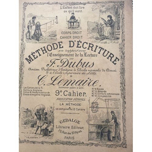 Rare Collection Livret Nouvelle Méthode D Écriture En 10 Cahiers , Cahier N 9 Gravée Par Léopold Yon , Éditions De L École