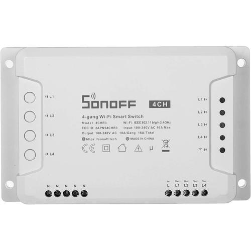 SONOFF 4CH R3 WiFi Interrupteur Intelligent Bricolage Module de Commutation Domotique 4 Voies Compatible avec Alexa Google Home