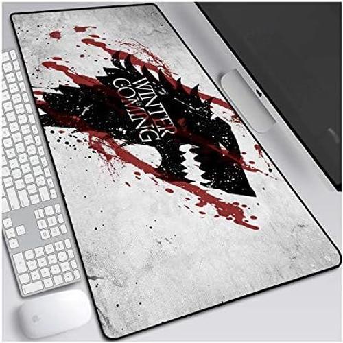 Game of Thrones 700x300mm Tapis de Souris XL Multifonction Gaming Mousepad XL Grand sous Main, Anime Souris 3mm Bureau Anti-Glissant Surface Texturée pour Ordinateur,F