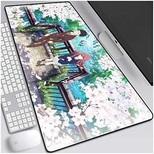 The Shape of Voice 800x300mm Anime Mouse Pad, Keyboard Mouse Mats, Extended XXL Large Professional Gaming Mouse Mat with 3mm-Thick Rubber Base, for Computer PC,C