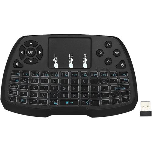 2,4 GHz Mini Clavier sans Fil, Souris Pavé Tactile Mini Portable Rétroéclairage 4 Couleurs 69 Touches, pour Android TV/Smart TV/PC/Notebook¿sans Batterie¿