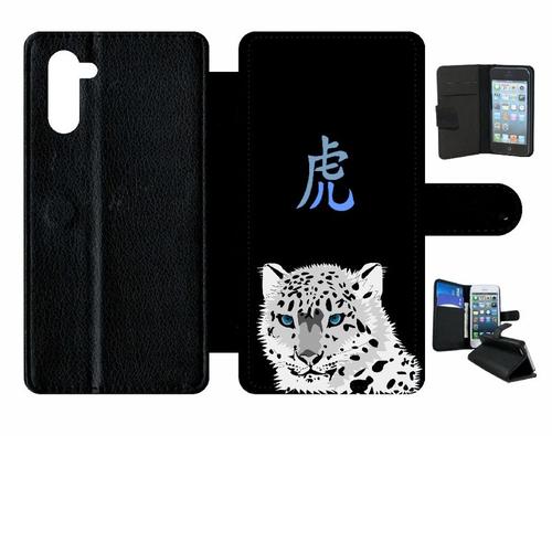 Etui A Rabat - Tigre Signe Chinois - Compatible Avec Samsung Galaxy Note10 - Simili-Cuir - Bord Noir