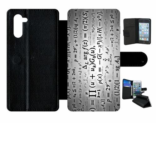 Etui A Rabat - Calcul Pi Math Fond Argent - Compatible Avec Samsung Galaxy Note10 - Simili-Cuir - Bord Noir