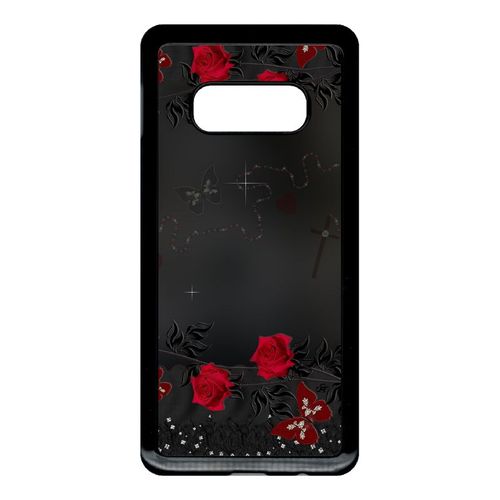 Coque Pour Smartphone - Roses Gothic Chapelet - Compatible Avec Samsung Galaxy S10e - Plastique - Bord Noir