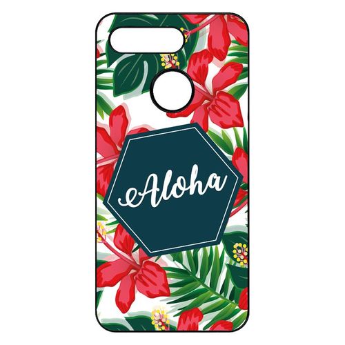Coque Pour Smartphone - Aloha Tropical Fond Blanc - Compatible Avec Honor View 20 - Plastique - Bord Noir