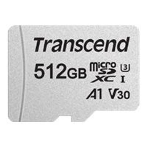 Transcend 300S - Carte mémoire flash (adaptateur inclus(e)) - 512 Go - A1 / Video Class V30 / UHS-I U3 / Class10 - micro SDXC