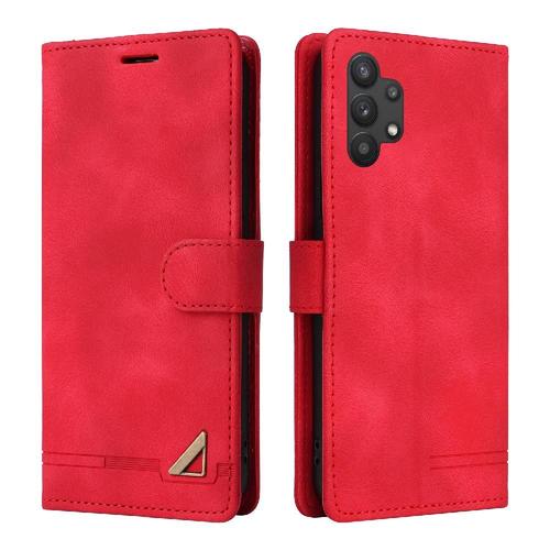 Flip Étui Pour Samsung Galaxy A32 5g Étui En Cuir Portefeuille Couverture Rabotant Simple Entreprise Antichoc - Rouge