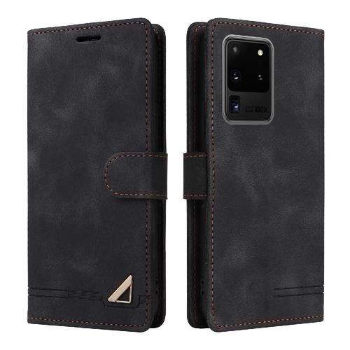 Flip Étui Pour Samsung Galaxy S20 Ultra Antichoc Étui En Cuir Portefeuille Simple Entreprise Couverture Rabotant - Noir