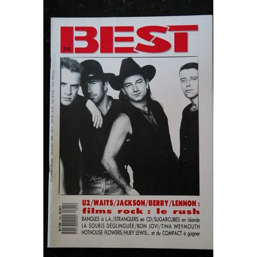Best 245 Decembre 1988 Cover U2 Waits Jackson Berry Lennon Bangles Sugarcubes Bon Jovi Weymouth