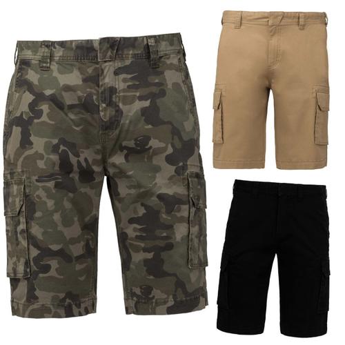 Lot 3 Bermudas Multipoches Homme K754 - Beige Noir Et Vert Army Camo