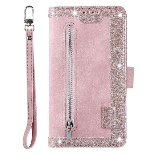 Flip Étui Pour Samsung Galaxy S22 Plus Lanière 9 Fentes Pour Cartes Bicelle Cuir Pu Portefeuille - Couleur Rose