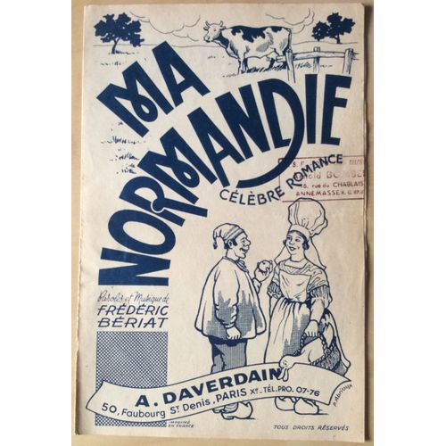 Ma Normandie, Célèbre Romance, De Frédéric Bériat, Édition A . Deverdain