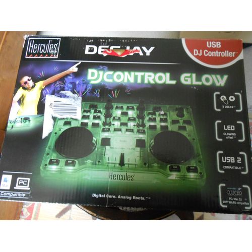 Hercules DJControl Glow : Contrôleur DJ Double Platine avec Effet Lumineux