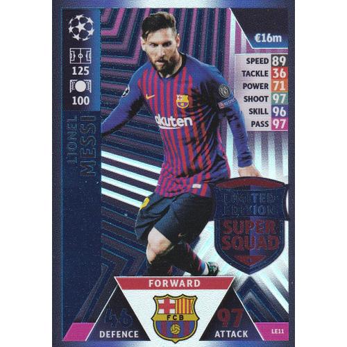 Carte Match Attax - Topps - Lionel Messi - Champions League 2018/19 - Holo - Édition Limitée - N° Le 11
