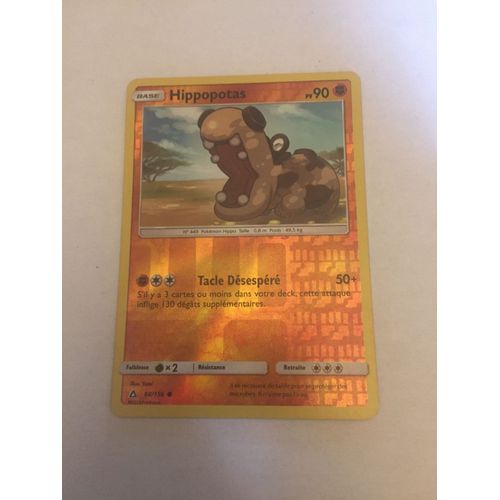 Carte Pokémon Hippopotas Reverse - Soleil Et Lune 5 Ultra Prisme - 68/156 - Fr