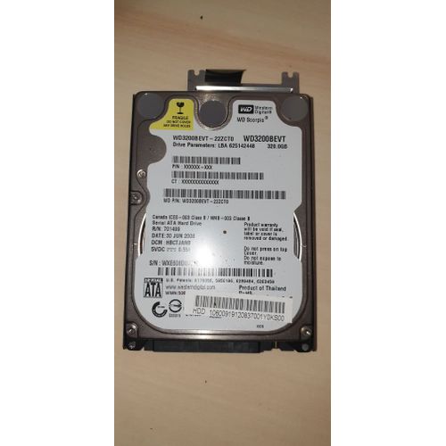WD Blue WD3200BEVT - Disque dur - 320 Go - interne - 2.5" - SATA 3Gb/s - 5400 tours/min - mémoire tampon : 8 Mo