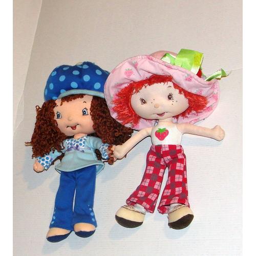 Charlotte Aux Fraises Et Son Amie Lot De 2 Doudou Peluche Ou Poupée De Chiffon 24cm Bandai 2004