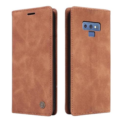 Flip Étui Pour Samsung Galaxy Note 9 Étui En Cuir Couverture Rabotant Simple Entreprise Portefeuille Antichoc - Orange