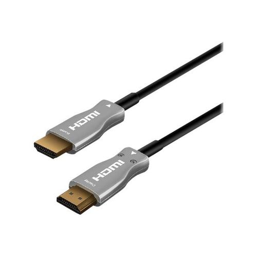 MCL - Câble HDMI avec Ethernet - HDMI mâle pour HDMI mâle - 100 m - fibre optique - noir - support 4K, actif