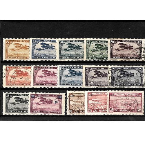 Maroc-Protectorat Français-Poste Aérienne- Lot De 15 Timbres Oblitérés-Très Bon Etat