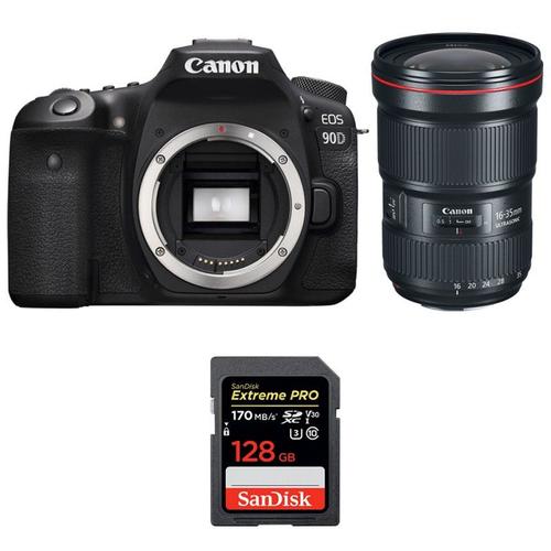 Canon EOS 90D + EF 16-35mm f/2.8L III USM + SanDisk 128GB Extreme PRO UHS-I SDXC 170 MB/s | Garantie 2 ans
