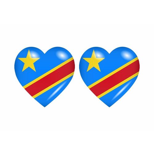 2x Autocollant Sticker Drapeau Coeur Cgo Congo Rdc
