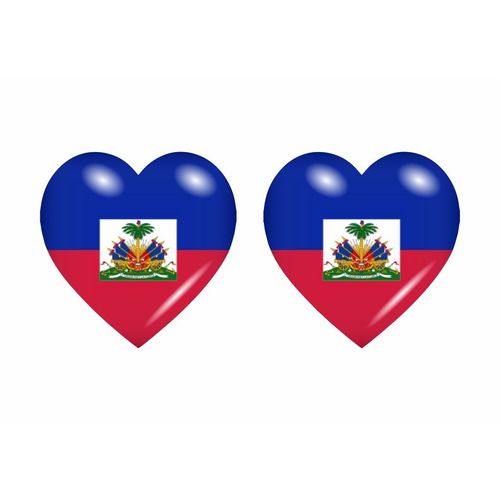 2x Autocollant Sticker Drapeau Coeur Rh Haiti