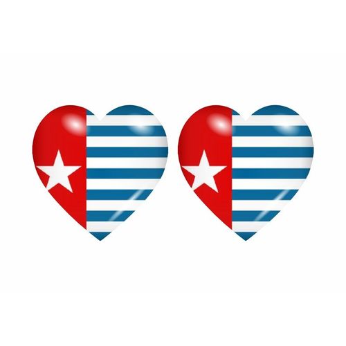 2x Autocollant Sticker Drapeau Coeur Papouasie Occidentale West Papua Barat