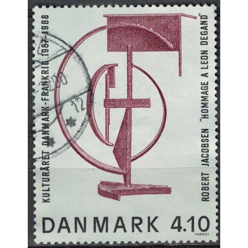 Danemark 1988 Oblitéré Used Tribute Hommage À Léon Degand Par Le Sculpteur Danois Robert Jacobsen Su