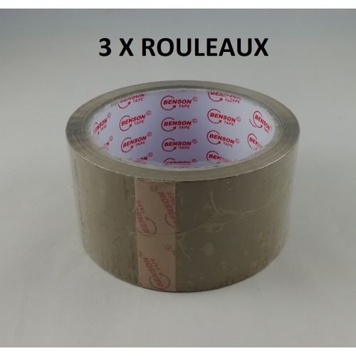 Lot de 3 Gros Rouleau de Ruban Adhésif Brun Havane 50M x 48mm Emballage Carton