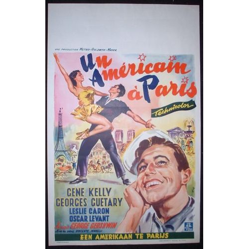 Un Am?ricain ? Paris - An American In Paris * Vincente Minnelli - Film De 1951 - Affiche De Cinema Belge Ancienne - 35x55 Cm Movie Poster * Gene Kelly ; Leslie Caron ; Georges Guetary Com?die Musicale