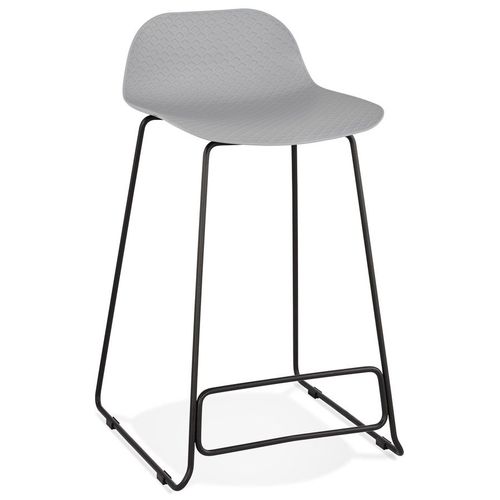 Tabouret Snack Mi-Hauteur 'babylos Mini' Gris Avec Pieds En Métal Noir