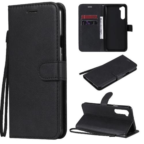 Flip Étui Pour Oneplus Nord Étui De Téléphone Portefeuille D'affaires Cuir De Haute Qualité Avec Fente Pour Carte Couleur Solide Classique - Noir