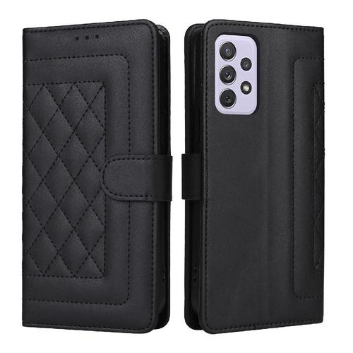 Flip Étui Pour Samsung Galaxy A72 Couverture Rabotant Portefeuille Étui En Cuir Simple Entreprise Antichoc - Noir