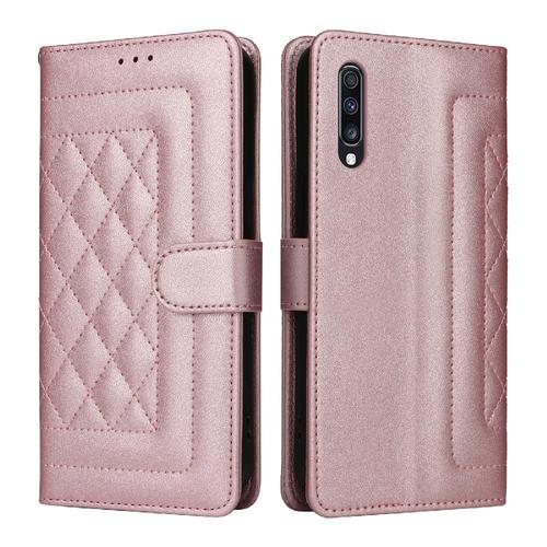 Flip Étui Pour Samsung Galaxy A70 Antichoc Étui En Cuir Portefeuille Simple Entreprise Couverture Rabotant - Couleur Or Rose