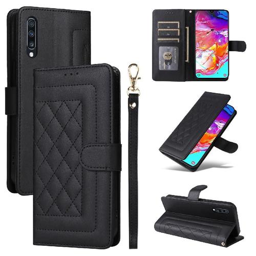 Flip Étui Pour Samsung Galaxy A70 Antichoc Étui En Cuir Portefeuille Simple Entreprise Couverture Rabotant - Noir