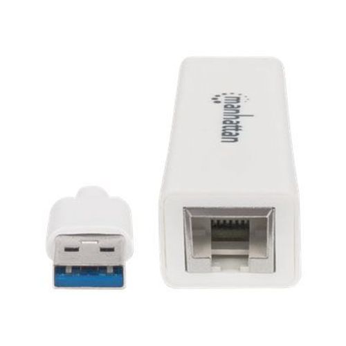 Manhattan USB-A Gigabit Network Adapter, White, 10/100/1000 Mbps Network, USB 3.0, Ethernet, RJ45, Three Year Warranty, Blister - Adaptateur réseau - USB 3.0 - Gigabit Ethernet