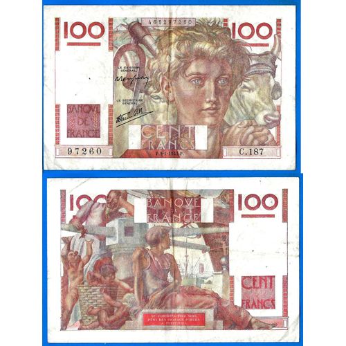 France 100 Francs 1947 9 Janvier Jeune Paysan Billet Frcs Frc Frs