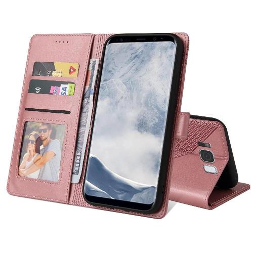 Flip Étui Pour Samsung Galaxy S8 Plus Bicelle Cuir Premium Trois Fentes Pour Cartes - Couleur Or Rose