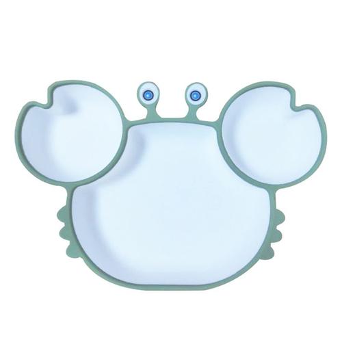 Bol D'entraînement En Silicone Pour Bébé, 1 Pièce, Dessin Animé Crabe, Ventouse Divisée, Assiette Antidérapante, Plats, Plateau D'alimentation D'apprentissage Pour Nourrissons