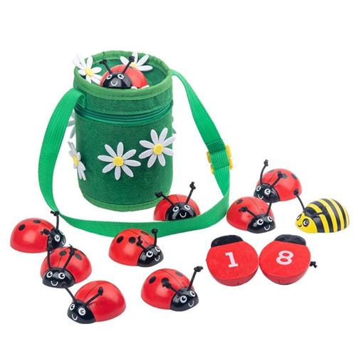 Sac À Dos En Bois Pour Enfants, Jouet Éducatif Montessori En Feutre De Coccinelle Pour Apprendre À Compter Les Nombres De 0 À 10