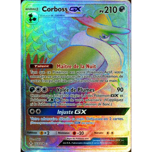 Carte Pokémon 223/214 Corboss Gx Sl10 - Soleil Et Lune - Alliance Infaillible Neuf Fr