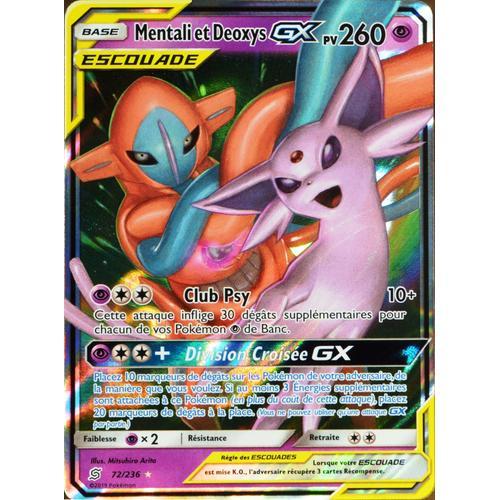 Carte Pokémon 72/236 Mentali & Deoxys Gx (Escouade) Sl11 - Soleil Et Lune - Harmonie Des Esprits Neuf Fr