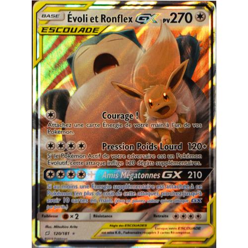 Carte Pokémon 120/181 Evoli & Ronflex Gx Sl9 - Soleil Et Lune - Duo De Choc Neuf Fr